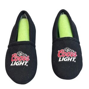 Coors Light Slippers Shoes Mens Size 12-13 Black Slip-On Beer Logo Embroidered